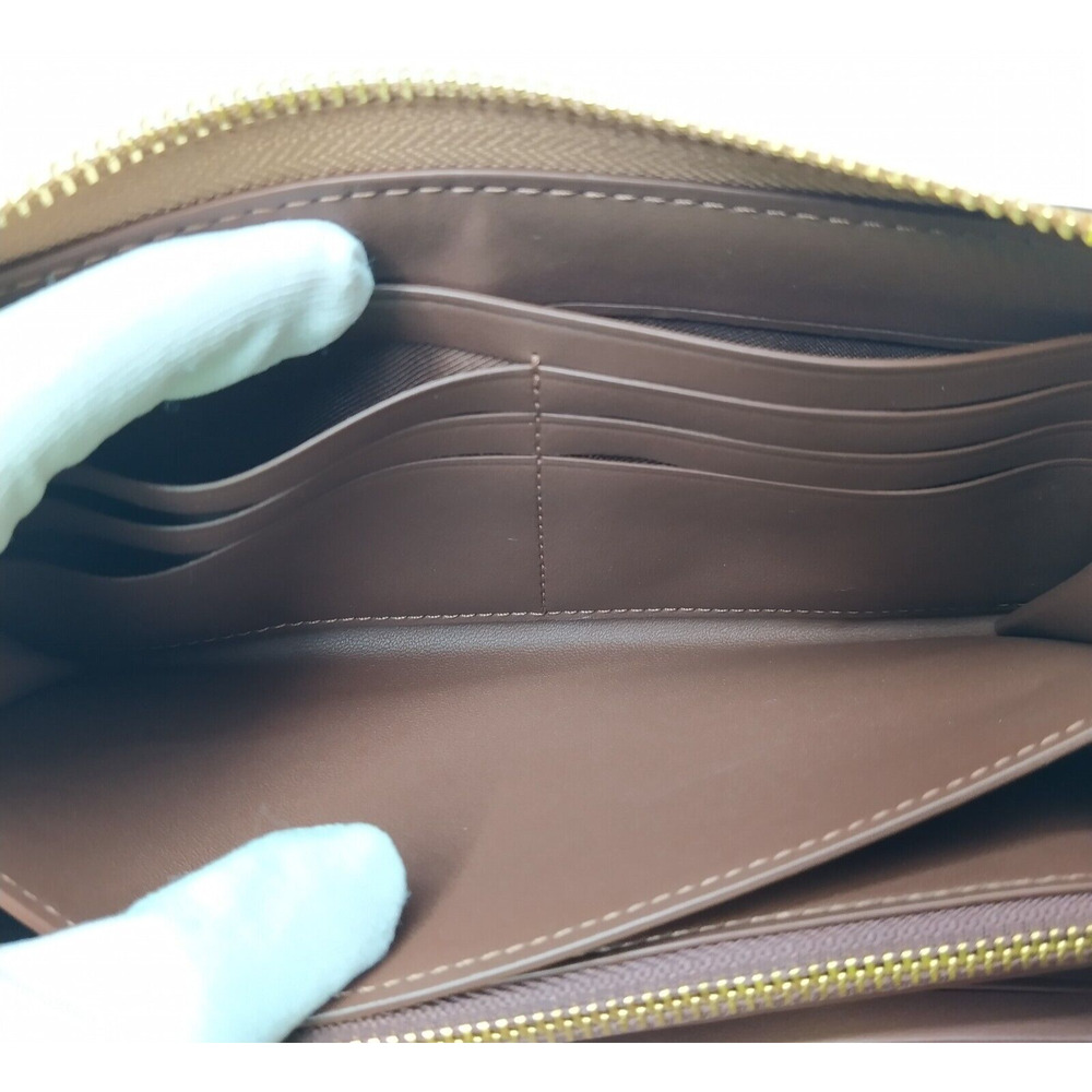 Coach Signature Khaki Saddle Leather Zip Around Credit Card Wallet - NWT $298 - Picture 16 of 16
